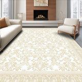 Ultra Soft Area Rug, Non Slip, Stain Resistant, Washable Area Rugs for Living Room, Bedroom, Creamy Beige Area with Intricate Filigree Scrollwork(Beige)