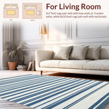 Delicate Textured Ivory Stripe Motif(Blue)