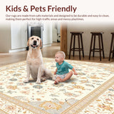 Ultra Soft Area Rug, Non Slip, Stain Resistant, Washable Area Rugs for Living Room, Bedroom, Boho Floral Medallion Beige Petal(Beige)