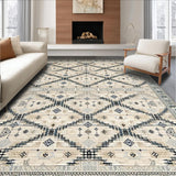 Ultra Soft Area Rug, Non Slip, Stain Resistant, Washable Area Rugs for Living Room, Bedroom, Geometric Diamond Pattern Elegance(Beige)