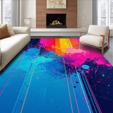 Ultra Soft Area Rug, Non Slip, Stain Resistant, Washable Area Rugs for Living Room, Bedroom, Bold Rainbow Abstract Expression(Blue)