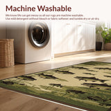 Ultra Soft Area Rug, Non Slip, Stain Resistant, Washable Area Rugs for Living Room, Bedroom, Rustic Wildlife Scene Imagery(Green)