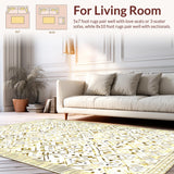 Ultra Soft Area Rug, Non Slip, Stain Resistant, Washable Area Rugs for Living Room, Bedroom, Vibrant Modern Symmetrical Patterns(White)