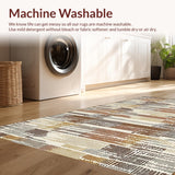 Ultra Soft Area Rug, Non Slip, Stain Resistant, Washable Area Rugs for Living Room, Bedroom, Elegant Scalloped Earth Tone Pattern(Brown)