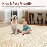 Ultra Soft Area Rug, Non Slip, Stain Resistant, Washable Area Rugs for Living Room, Bedroom, Timeless Earth Tone Symbolic Art(Beige)