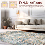 Ultra Soft Area Rug, Non Slip, Stain Resistant, Washable Area Rugs for Living Room, Bedroom, Contemporary Floret Design Style(Beige)