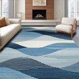 Ultra Soft Area Rug, Non Slip, Stain Resistant, Washable Area Rugs for Living Room, Bedroom, Modern Abstract Grey and Blue Fusion(Blue)