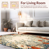 Ultra Soft Area Rug, Non Slip, Stain Resistant, Washable Area Rugs for Living Room, Bedroom, Floral Flame Area Smoke & Beige(Beige)