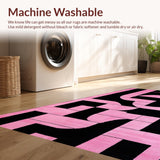 Ultra Soft Area Rug, Non Slip, Stain Resistant, Washable Area Rugs for Living Room, Bedroom, Dynamic Geometric Contrast Layout(Pink)
