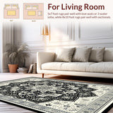 Ultra Soft Area Rug, Non Slip, Stain Resistant, Washable Area Rugs for Living Room, Bedroom, Elegant Floral Lattice Design Approach(Black)