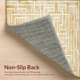Ultra Soft Area Rug, Non Slip, Stain Resistant, Washable Area Rugs for Living Room, Bedroom, Gilded Maze Beige & Gold Geometric Area Modern Style(Gold)
