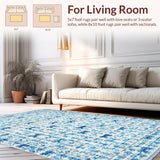 Ultra Soft Area Rug, Non Slip, Stain Resistant, Washable Area Rugs for Living Room, Bedroom, Preppy Bow Area Rug: Chic Blue Bowknot Design(Blue)