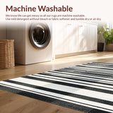 Ultra Soft Area Rug, Non Slip, Stain Resistant, Washable Area Rugs for Living Room, Bedroom, Classic Striped Harmony Rug Featuring Graphic Bands and Crisp Edge Detailing(Black)