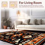 Ultra Soft Area Rug, Non Slip, Stain Resistant, Washable Area Rugs for Living Room, Bedroom, Elegant Distressed Linear Arrangement(Orange)