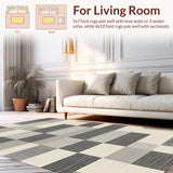 Ultra Soft Area Rug, Non Slip, Stain Resistant, Washable Area Rugs for Living Room, Bedroom, Contemporary Flatweave Lattice Style(Gray)