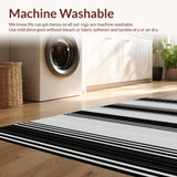 Ultra Soft Area Rug, Non Slip, Stain Resistant, Washable Area Rugs for Living Room, Bedroom, Farmhouse Inspired Bold Stripe Concept(Black)