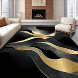 Ultra Soft Area Rug, Non Slip, Stain Resistant, Washable Area Rugs for Living Room, Bedroom, Striking Fluid Geode Wave Aesthetic(Gold)