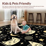 Ultra Soft Area Rug, Non Slip, Stain Resistant, Washable Area Rugs for Living Room, Bedroom, Artistic Black Cat Head Visual(Black)