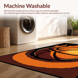 Ultra Soft Area Rug, Non Slip, Stain Resistant, Washable Area Rugs for Living Room, Bedroom, Bright Fiery Graphic Appeal(Orange)