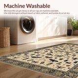 Ultra Soft Area Rug, Non Slip, Stain Resistant, Washable Area Rugs for Living Room, Bedroom, Classic Earth Tones with Insects(Beige)