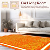 Ultra Soft Area Rug, Non Slip, Stain Resistant, Washable Area Rugs for Living Room, Bedroom, Engaging Round Alphabetical Delight(Orange)