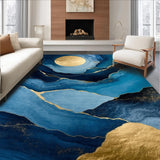 Ultra Soft Area Rug, Non Slip, Stain Resistant, Washable Area Rugs for Living Room, Bedroom, Luxurious Textured Blue Gradient(Blue)