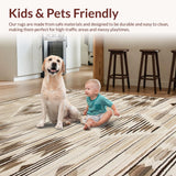 Ultra Soft Area Rug, Non Slip, Stain Resistant, Washable Area Rugs for Living Room, Bedroom, Chic Scalloped Textured Motif(Beige)