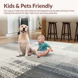 Ultra Soft Area Rug, Non Slip, Stain Resistant, Washable Area Rugs for Living Room, Bedroom, Distressed Area Boho Vintage Floor Cover(Gray)