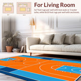 Ultra Soft Area Rug, Non Slip, Stain Resistant, Washable Area Rugs for Living Room, Bedroom, Striking Abstract Court Graphics(Orange)
