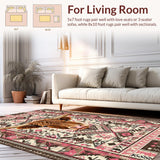 Ultra Soft Area Rug, Non Slip, Stain Resistant, Washable Area Rugs for Living Room, Bedroom, Rustic Floral Highland Cow Design(Brown)
