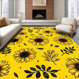 Ultra Soft Area Rug, Non Slip, Stain Resistant, Washable Area Rugs for Living Room, Bedroom, Rustic Sunflower Motif Delight(Yellow)