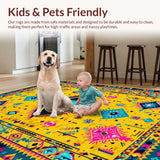 Ultra Soft Area Rug, Non Slip, Stain Resistant, Washable Area Rugs for Living Room, Bedroom, Chic Rustic Ethnic Expression(Yellow)