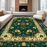Ultra Soft Area Rug, Non Slip, Stain Resistant, Washable Area Rugs for Living Room, Bedroom, Intricate Boho Area with Abstract Animal Motif and Floral Accents(Green)