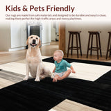 Ultra Soft Area Rug, Non Slip, Stain Resistant, Washable Area Rugs for Living Room, Bedroom, Barista Collection Modern Abstract Geometric Circles Area Rug Beige Black(Black)