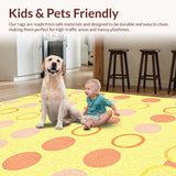 Ultra Soft Area Rug, Non Slip, Stain Resistant, Washable Area Rugs for Living Room, Bedroom, Elegant Contemporary Circular Design(Yellow)