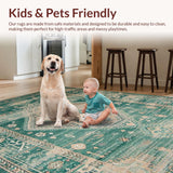Ultra Soft Area Rug, Non Slip, Stain Resistant, Washable Area Rugs for Living Room, Bedroom, Transitional Subtle Patterned Design(Green)