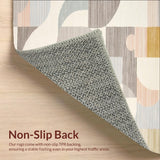 Ultra Soft Area Rug, Non Slip, Stain Resistant, Washable Area Rugs for Living Room, Bedroom, Whimsical Beige Geo Playful Geometric Shapes for Any Decor(Gray)