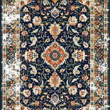 Ultra Soft Area Rug, Non Slip, Stain Resistant, Washable Area Rugs for Living Room, Bedroom, Serene Neutral Medallion Composition(Blue)