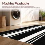 Ultra Soft Area Rug, Non Slip, Stain Resistant, Washable Area Rugs for Living Room, Bedroom, Minimalist Two Tone Horizontal Banded Lightweight Doorway Floor Accent(Black)