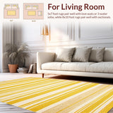 Ultra Soft Area Rug, Non Slip, Stain Resistant, Washable Area Rugs for Living Room, Bedroom, Lively Artisan Crafted Motif(Yellow)