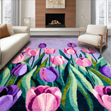 Ultra Soft Area Rug, Non Slip, Stain Resistant, Washable Area Rugs for Living Room, Bedroom, Whimsical Flower Vase Artful Touch(Purple)