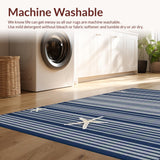 Ultra Soft Area Rug, Non Slip, Stain Resistant, Washable Area Rugs for Living Room, Bedroom, Artful Coastal Themed Composition(Blue)