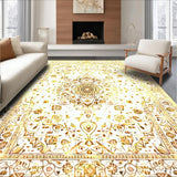 Ultra Soft Area Rug, Non Slip, Stain Resistant, Washable Area Rugs for Living Room, Bedroom, Chic Trellis Vibe(Gold)