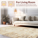 Ultra Soft Area Rug, Non Slip, Stain Resistant, Washable Area Rugs for Living Room, Bedroom, Rustic Minimalist Tiled Design(Beige)