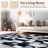 Ultra Soft Area Rug, Non Slip, Stain Resistant, Washable Area Rugs for Living Room, Bedroom, Modern Black and Grey Living Room Non-Shedding Rug(Black)