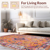 Ultra Soft Area Rug, Non Slip, Stain Resistant, Washable Area Rugs for Living Room, Bedroom, Lively Geometric Motif in Warm Tones(Orange)