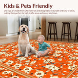 Ultra Soft Area Rug, Non Slip, Stain Resistant, Washable Area Rugs for Living Room, Bedroom, Sunny Outdoor Festive Vibe(Orange)