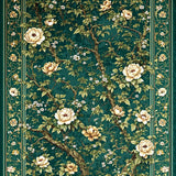 Ultra Soft Area Rug, Non Slip, Stain Resistant, Washable Area Rugs for Living Room, Bedroom, Refined Dark Green Floral Arrangement(Green)