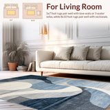 Ultra Soft Area Rug, Non Slip, Stain Resistant, Washable Area Rugs for Living Room, Bedroom, Chic Grey Geometric Elements(Blue)