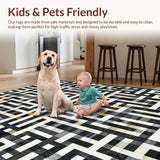 Ultra Soft Area Rug, Non Slip, Stain Resistant, Washable Area Rugs for Living Room, Bedroom, Stylish Black and White Patterned Area Rug, Chic Design for Any Space(Black)